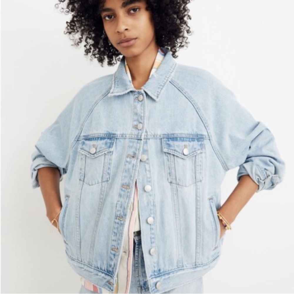 Madewell Oversized Raglan Light Wash Denim Jacket